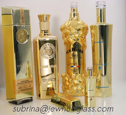 comprar Botellas de vidrio de metalización dorada de 50 ml/100 ml/ 500 ml/ 700 ml Fabricación en línea