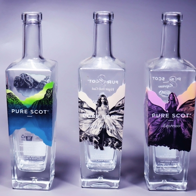 Buen precio las botellas del licor 750ml con Debossed grabaron en relieve poner letras al logotipo en línea