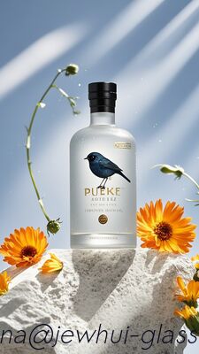 Buen precio Botella de vidrio de vodka de 750 ml -Personalización, botella de vidrio de súper piedra, botella de lujo en línea