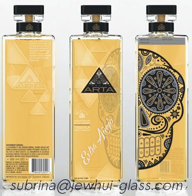 Buen precio Extra Enejo, Reposado, Botella de vidrio de tequila de plata, botella de vidrio Super Flint con tapones de vidrio en línea