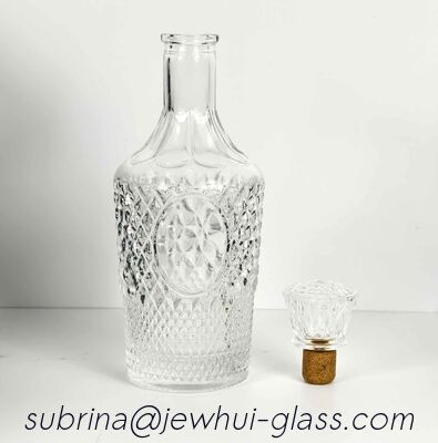 Buen precio Tapón de cristal botella de cristal de brandy botella de cristal carafe botella de cristal electroplataje dorado en línea