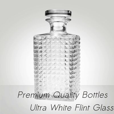Buen precio Decantador de vidrio tallado Super Flint Diamond, XO, brandy, vodka, licor, ginebra, ron, tequila, whisky, brandy, botella de vidrio de licor con tapones de vidrio macizo en línea