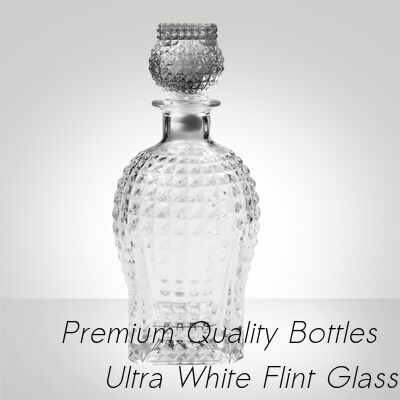 Buen precio Decantador de vidrio tallado Super Flint Diamond, XO, brandy, vodka, licor, ginebra, ron, tequila, whisky, brandy, botella de vidrio de licor con tapones de vidrio macizo en línea
