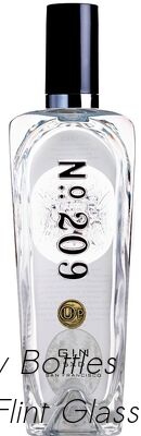 Buen precio la botella de cristal del alcohol de 200ml 500ml 1750ml grabó en relieve las letras 209 Gin Glass Bottle en línea
